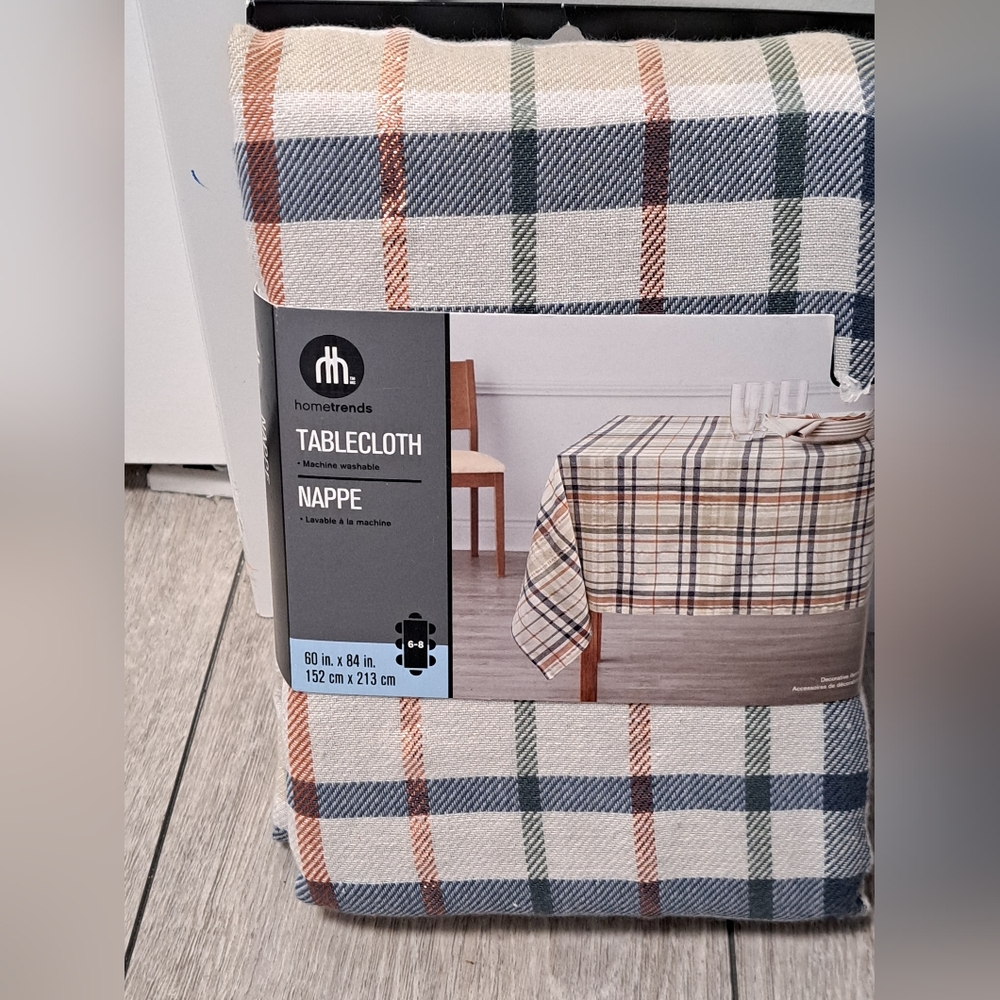 Brand New Fall/Autumn/Thanksgiving Plaid Tablecloth - Blue, Green, and Brown
